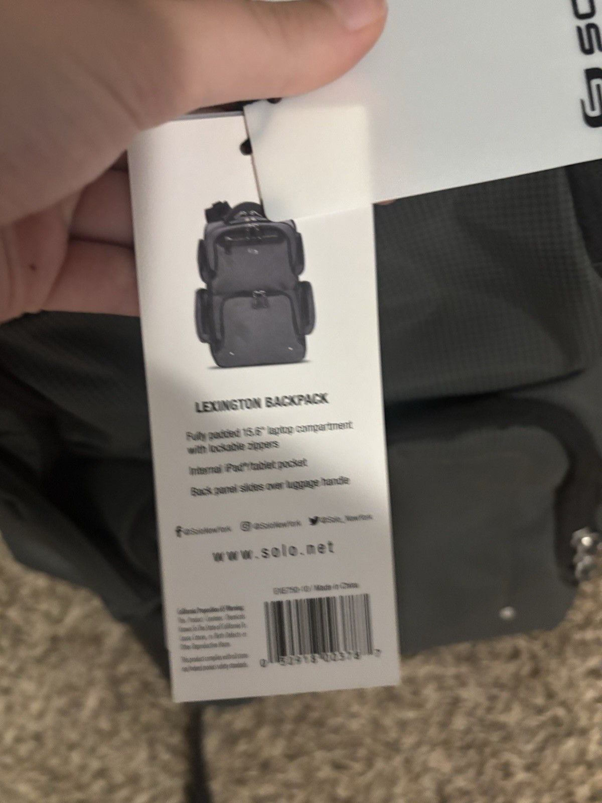 Solo New York Lexington Backpack (model ENE759-10)