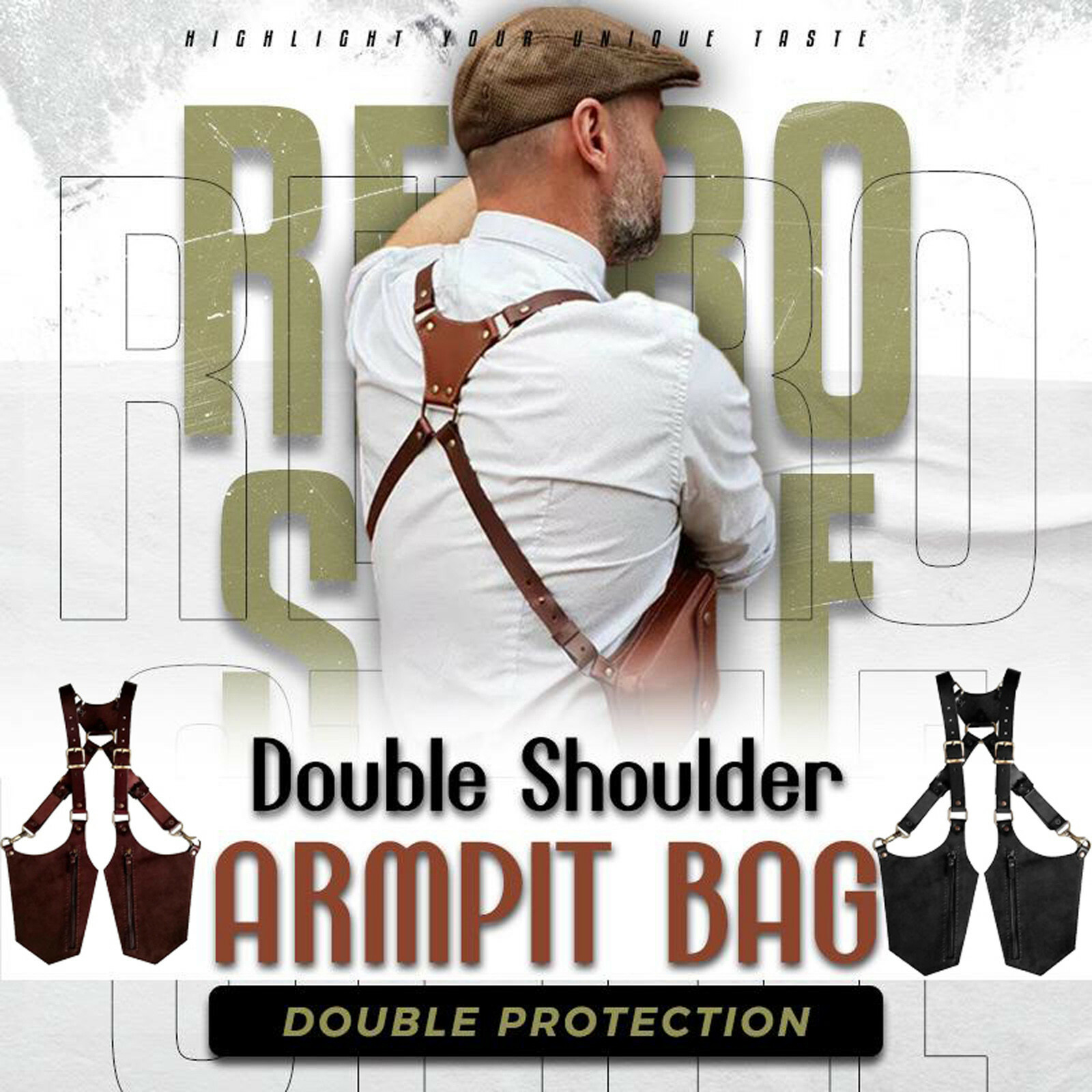 Men’s Adjustable Antitheft Hidden Underarm Shoulder Bag Wallet Strap Pocket