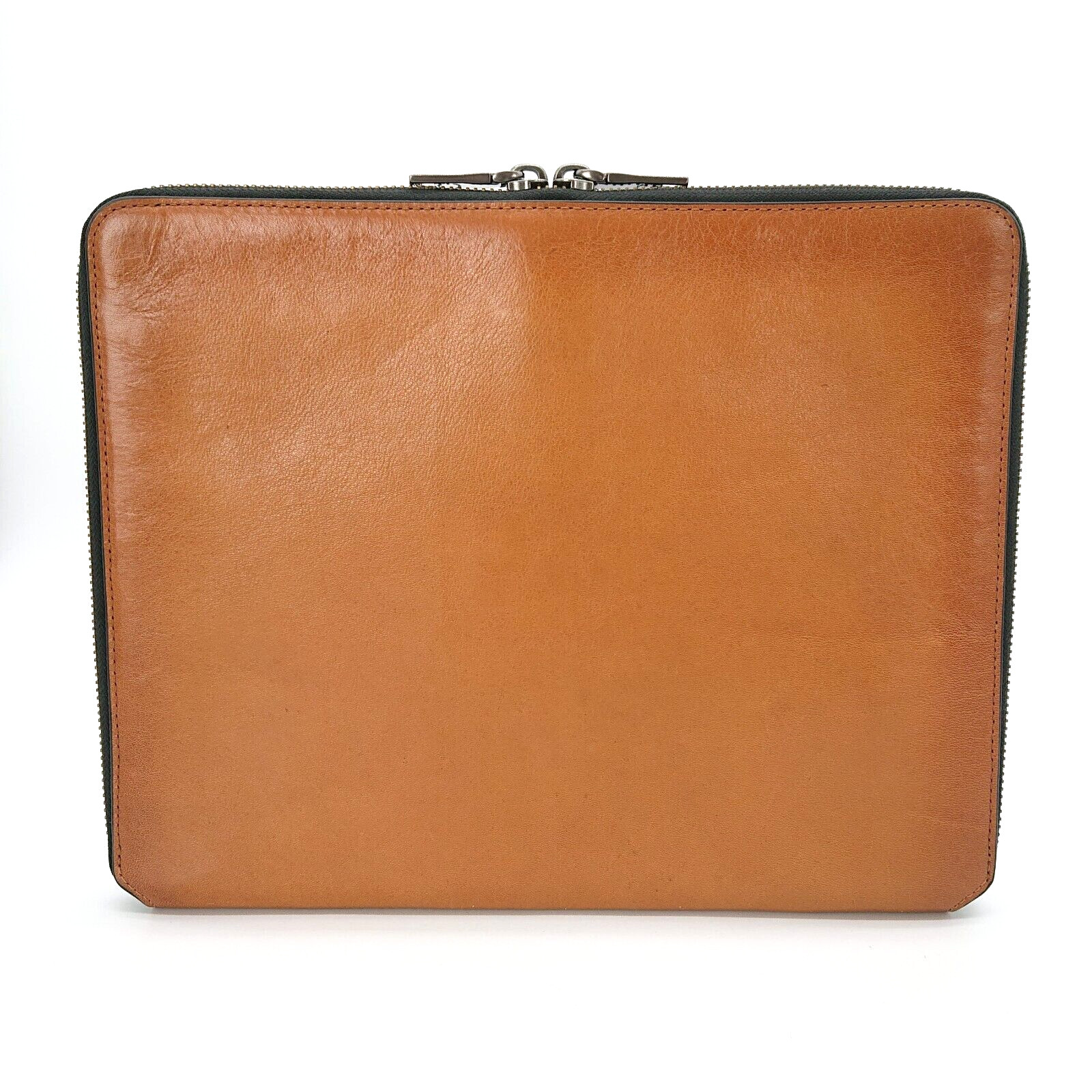 COACH Cluch Bag Tablet Case 64822 Brown Leather Round Zip Made in Vietnam