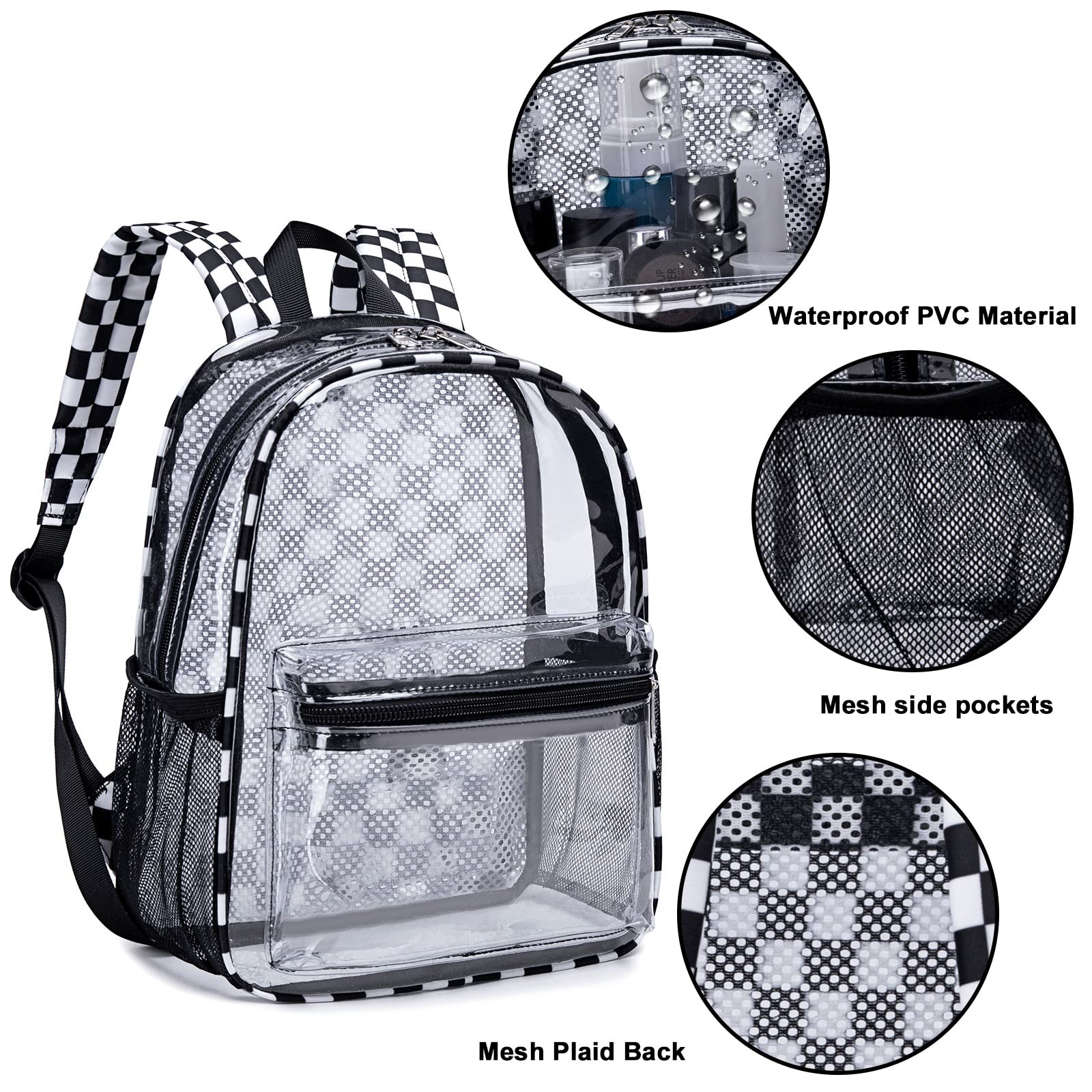 Clear Mini Backpack Stadium Events 12x12x6 Inch Transparent Plastic Bag 1 PCS