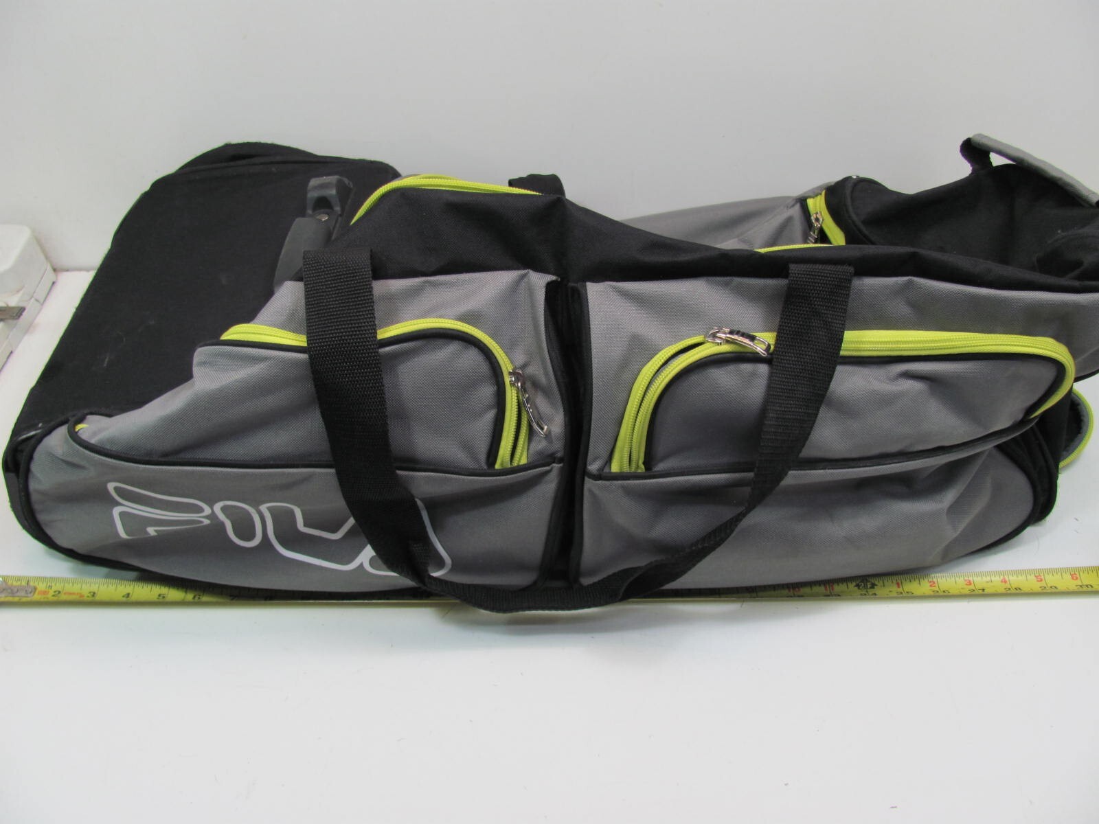 FILA Rolling Duffle Bag Lime Green & Black 31x18x14