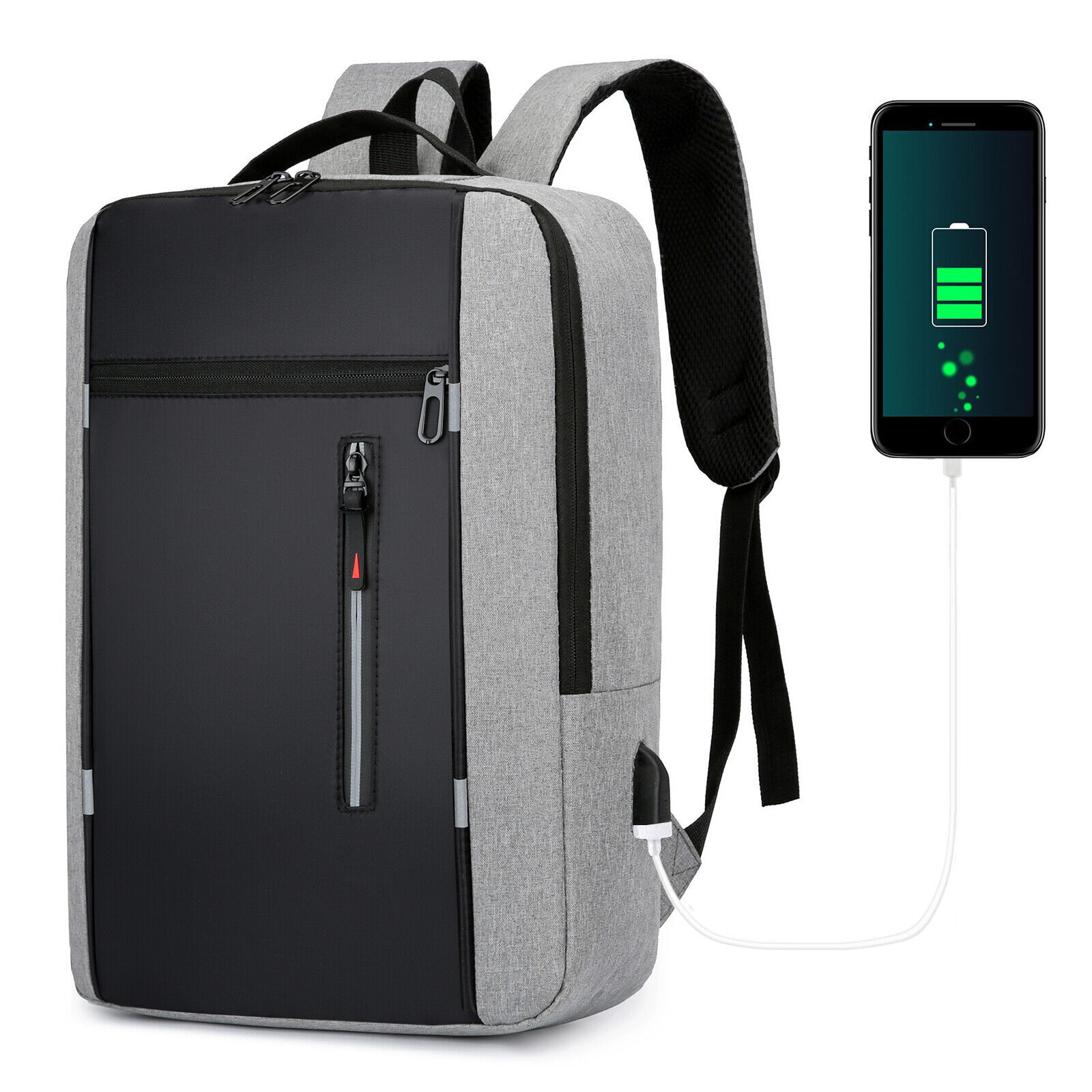 17″ Water Resistant Laptop Backpack for Work, School Travel with USB Support