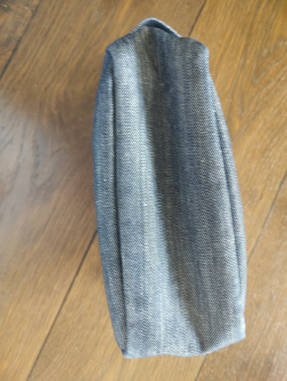 Knocking Point : Grey Denim Toiletry Dopp Kit with Leather Patch