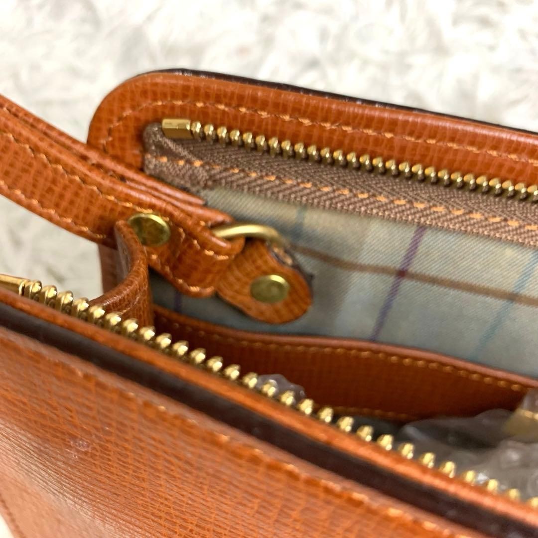 Authentic Burberry Leather Clutch Bag Brown 18cm x 25cm with Strap, Slight Wear