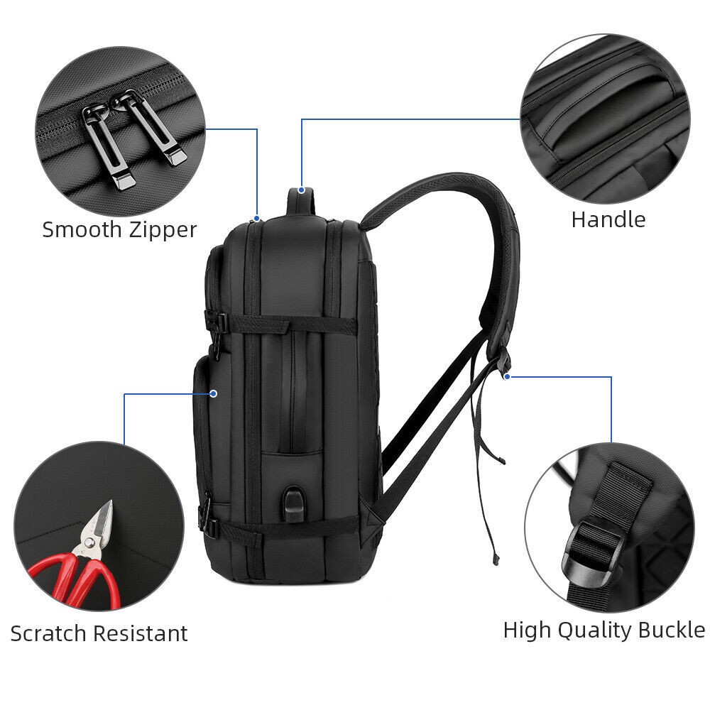 Men Laptop Backpack Waterproof Large Rucksack Travel School Business Bag w/USB