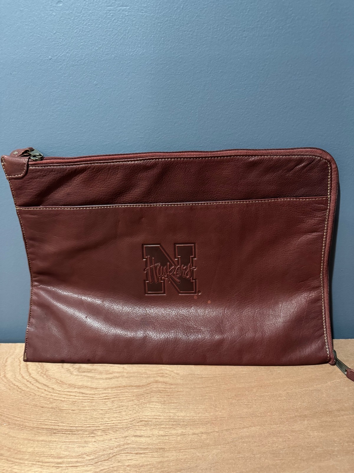 Canyon Outback Attache Leather Document Case Nebraska Huskers Zippered