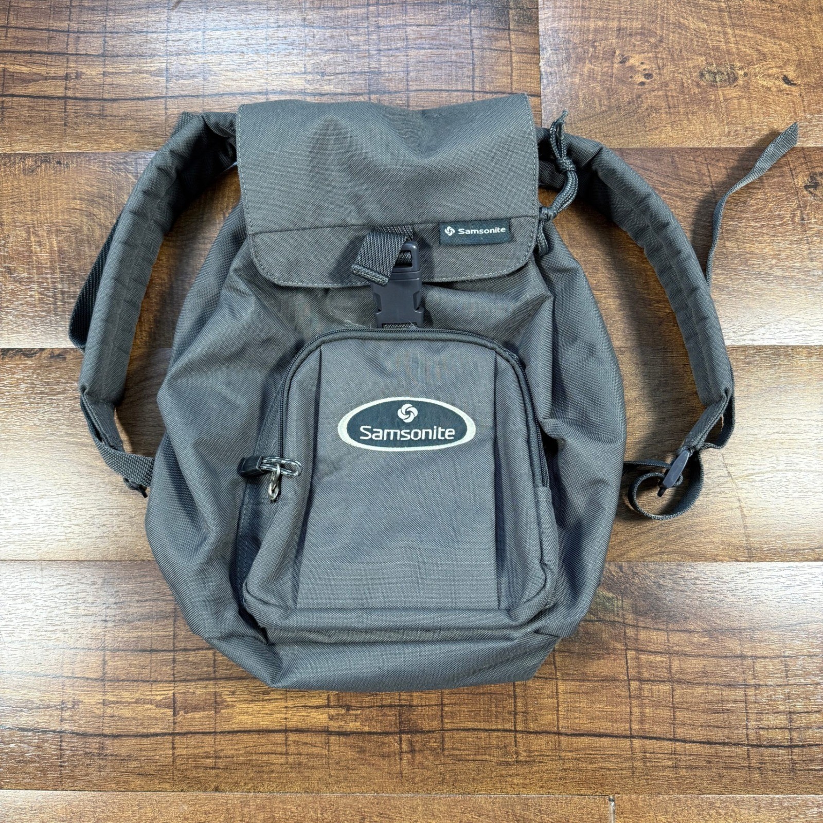 Samsonite Mini Backpack Unisex OS Gray Canvas Drawstring Buckle Utility Bag