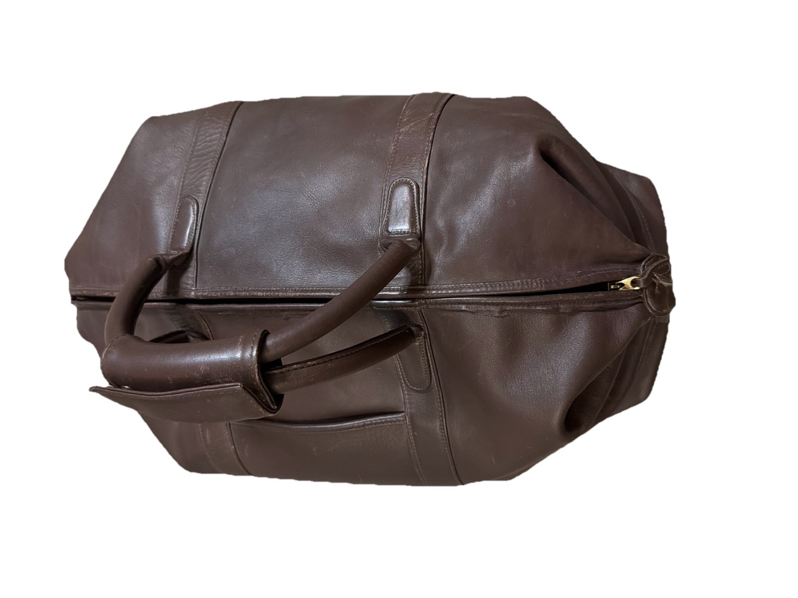 Coach Men’s Brown Leather Duffel Bag Chocolate Brown Dual Top Handle