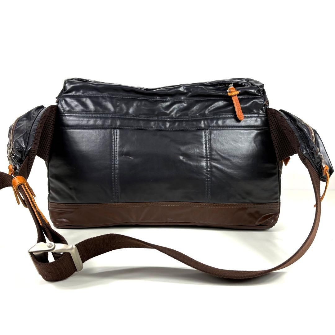 Master Piece Messenger Bag Black HUNTER Crossbody Bag PVC Leather Large