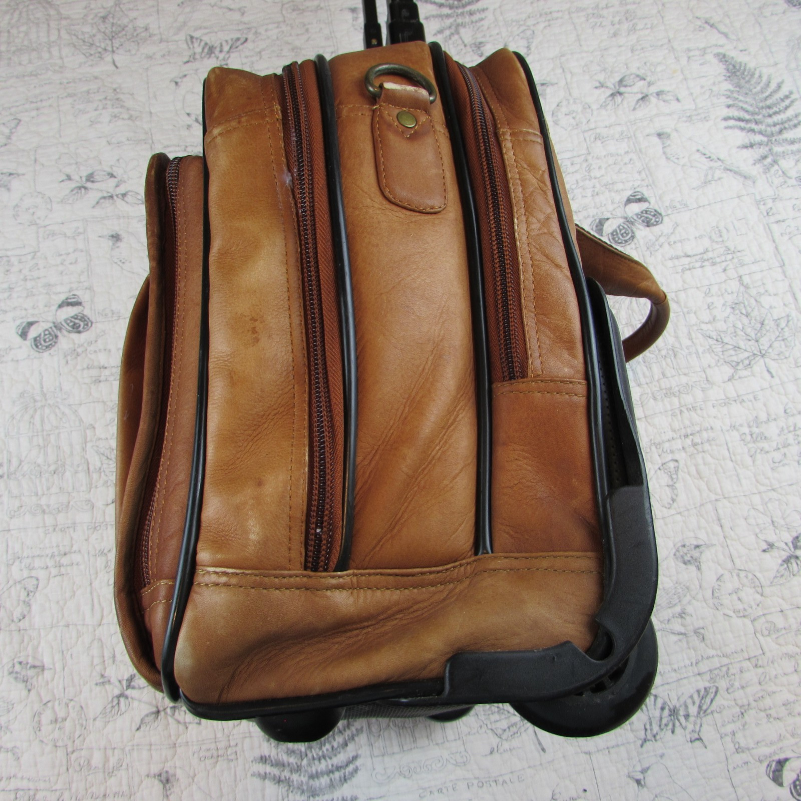 Claire Chase Executive rolling laptop bag Top Grain Cowhide leather airlines