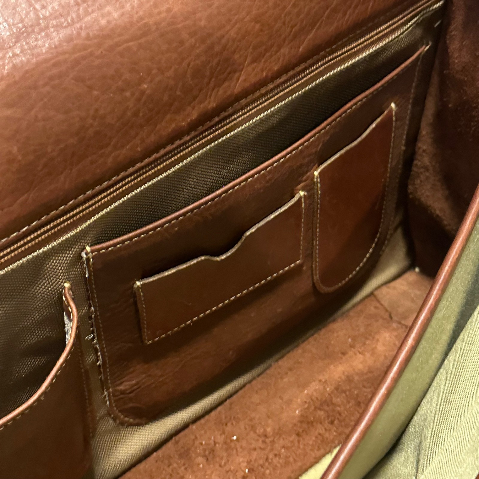 Vintage King Ranch Multi Compartment Leather Brief Case Messenger Bag Structured