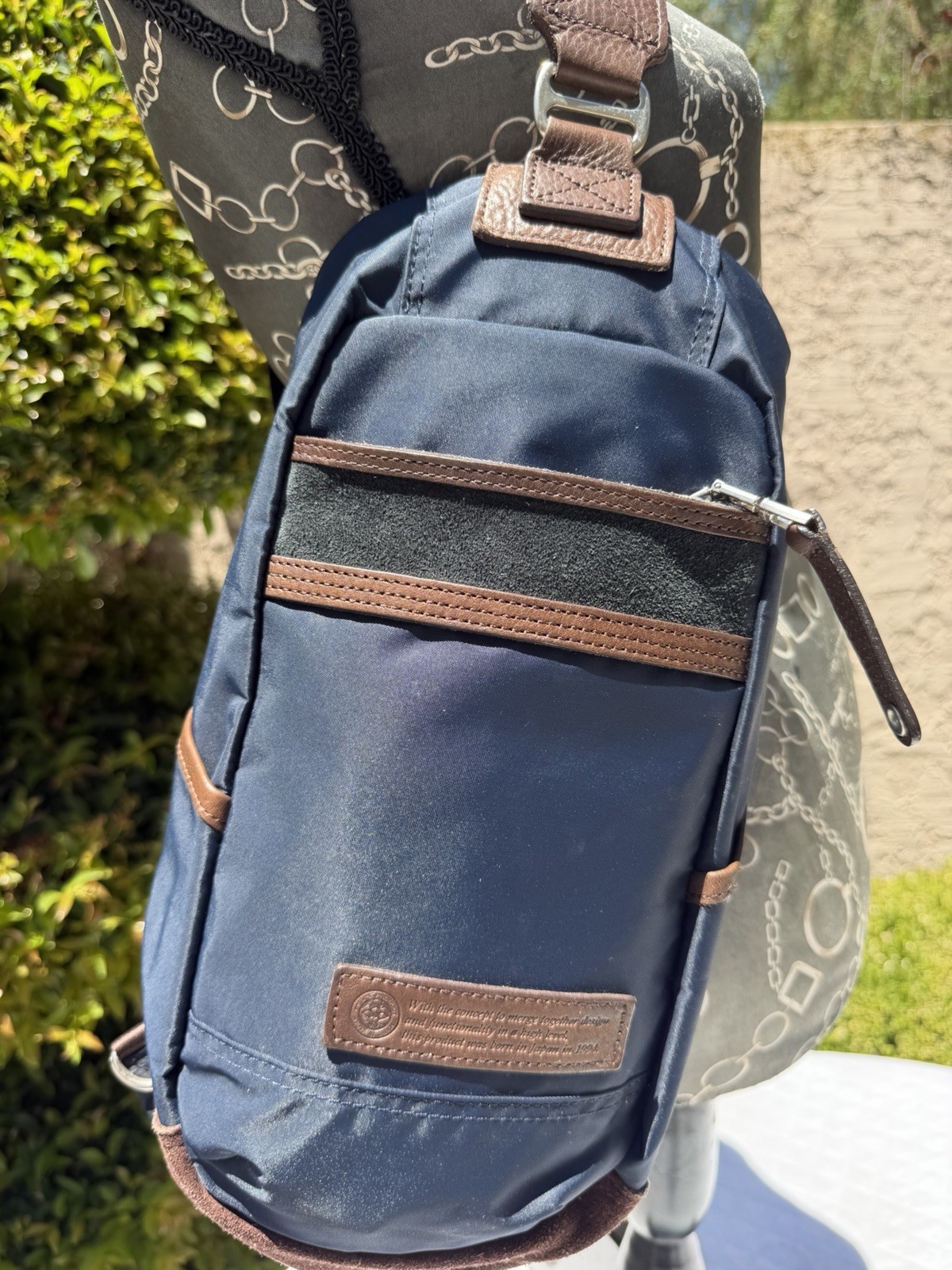 Master-Piece MSPC Japan Crossbody Bag Sling Shoulder Navy Nylon Brown Leather