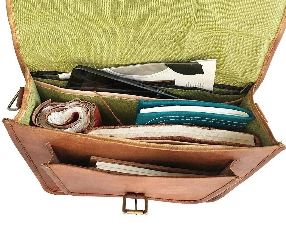Genuine Pro Max Leather Laptop Bag Vintage Messenger Work Briefcase
