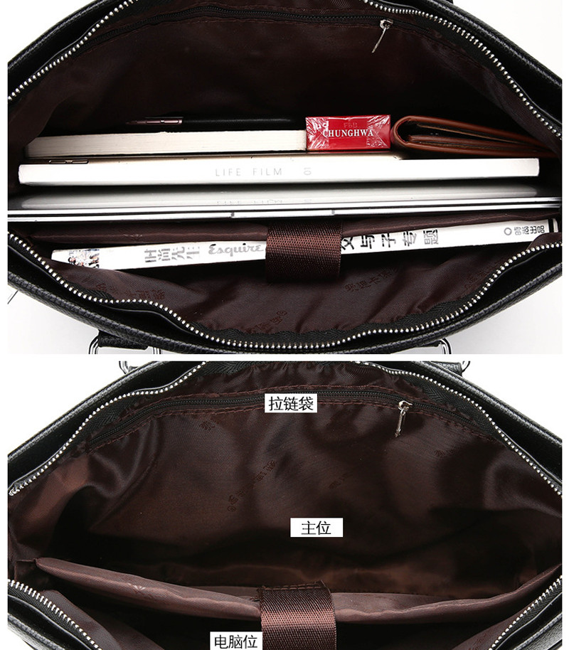 Men Black Leather Business Briefcase Shoulder Handbag Laptop Bag Messenger Totes