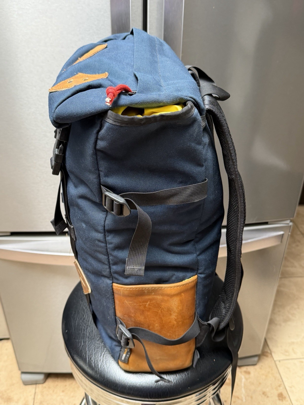 Topo Designs Navy Blue Klettersack Backpack Made in USA Cordura Fabric & Leather