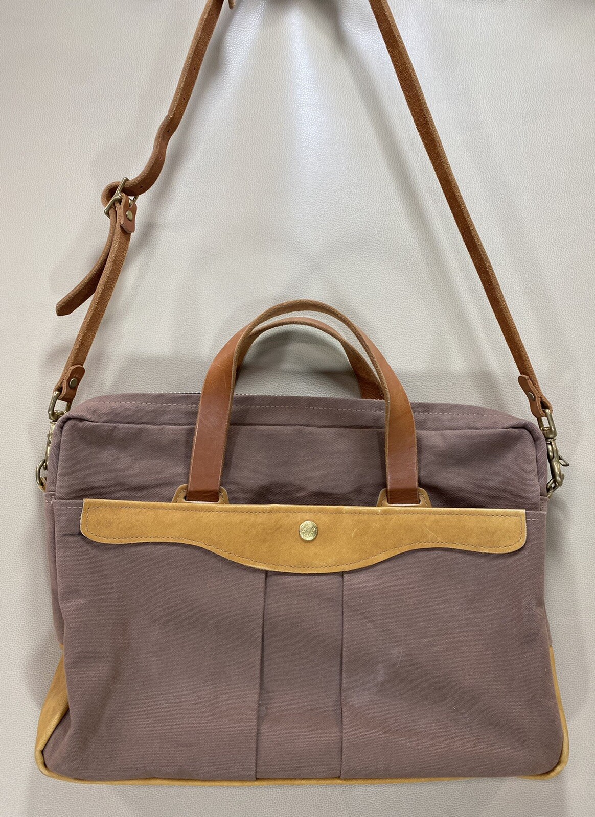 Wood & Faulk Canvas with Leather Trim 15” Brief Bag Portland Oregon USA