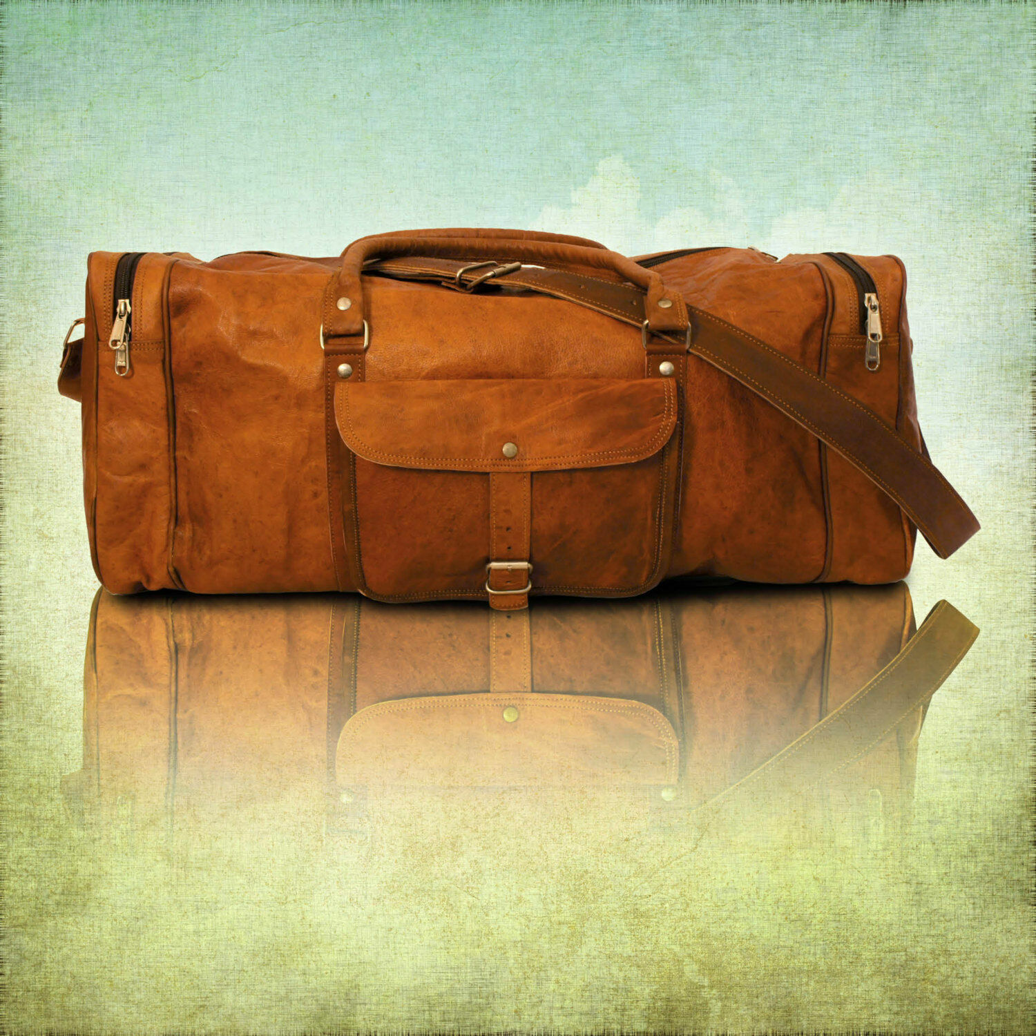 Newly Big Large Duffel Bag Travel Gym Sports Overnight Weekend Leather Bag 24″