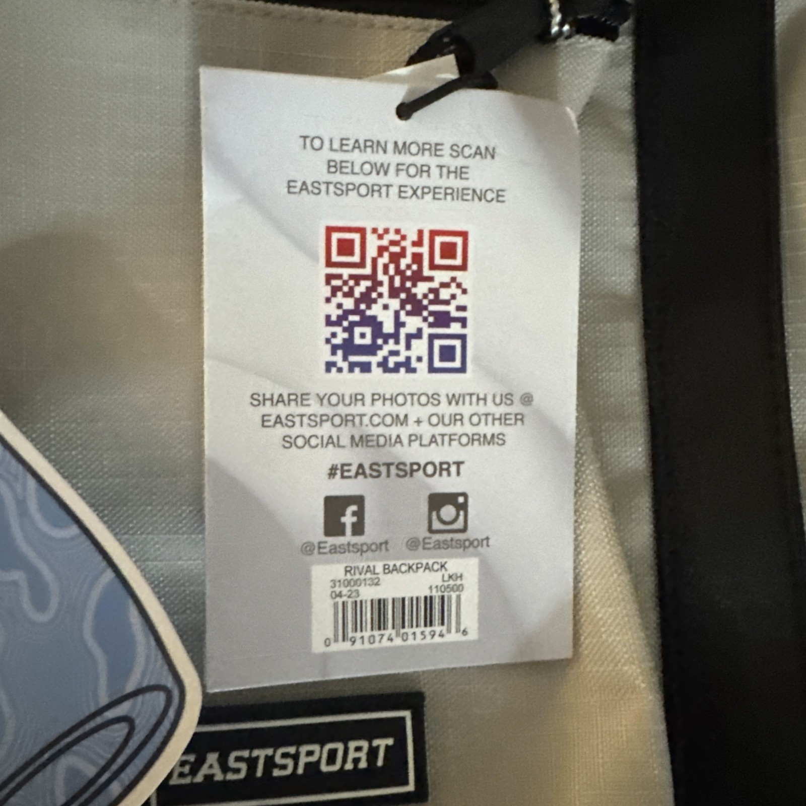 EASTSPORT 18.5 Inch Rival Backpack Grey Dual Strap Water Resistant Bottom NEW