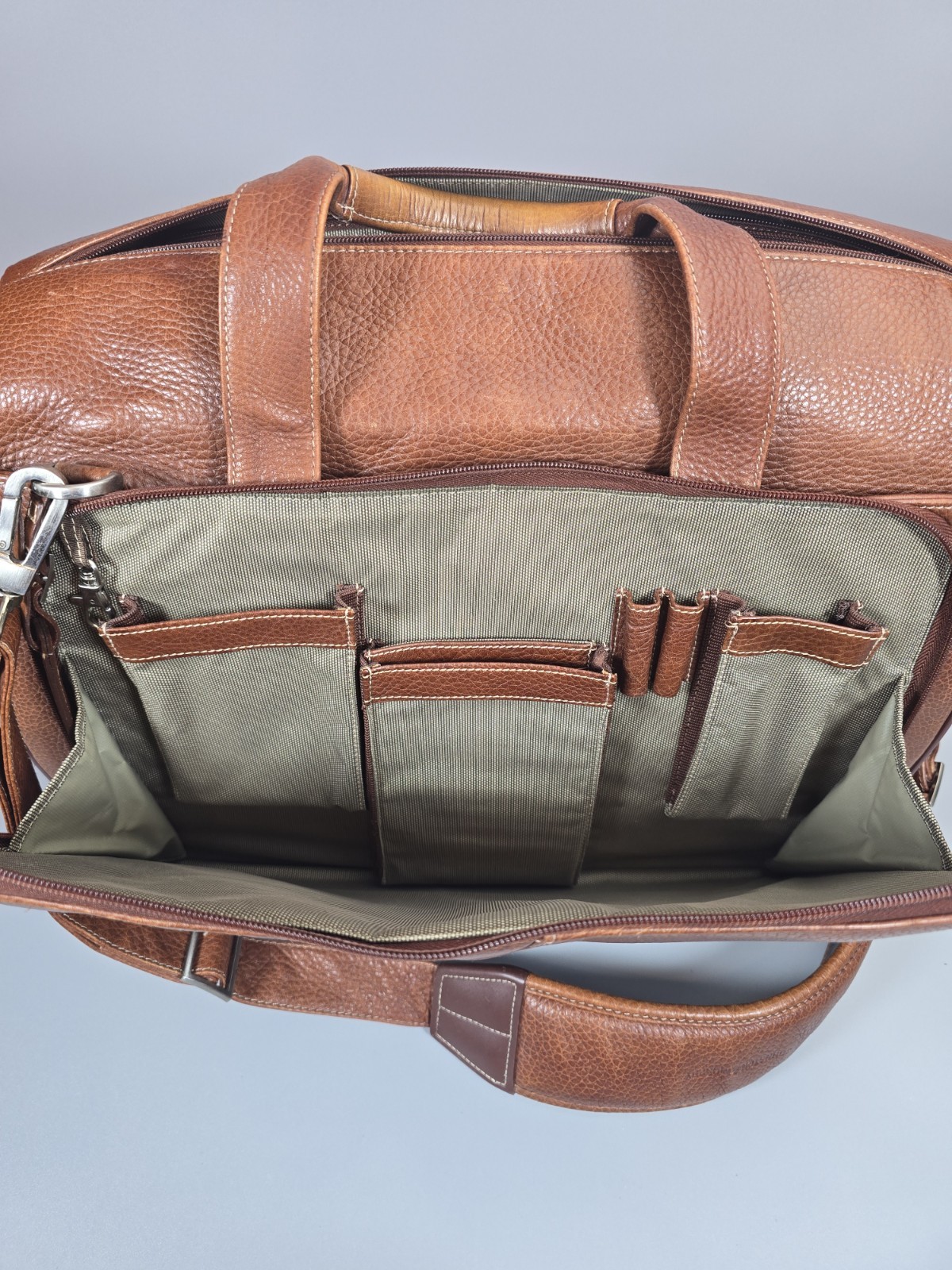 Johnston & Murphy Brown Leather Briefcase Shoulder Laptop Bag