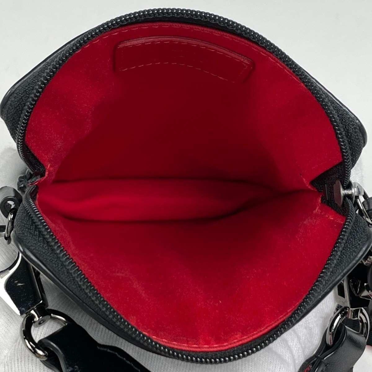 Christian Louboutin Authentic Shoulder Bag Black Leather Logo Embossed Men’s