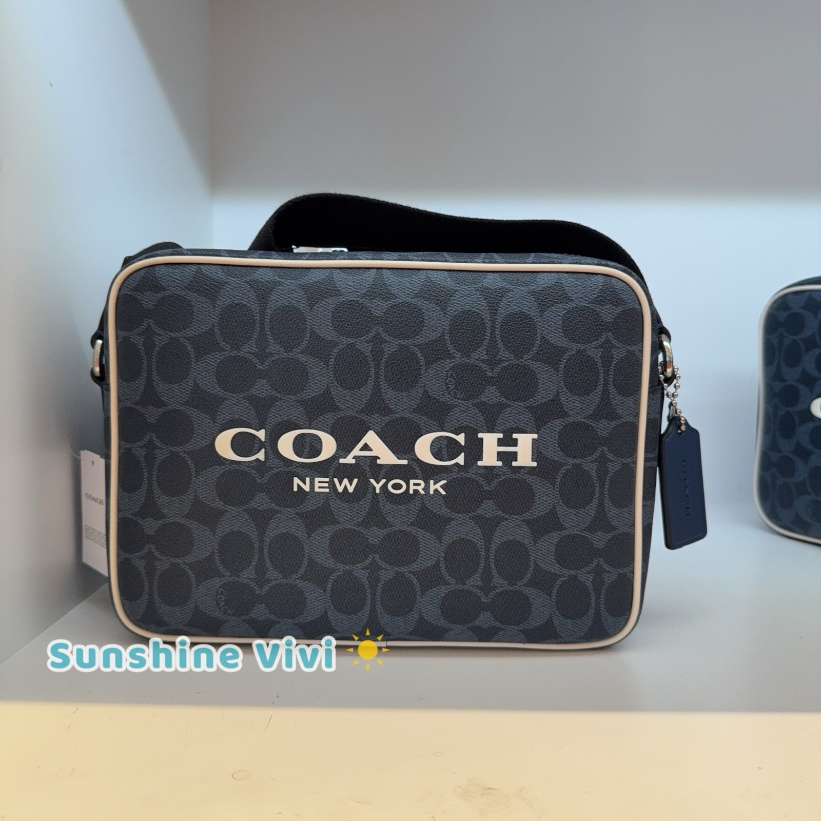 NWT Coach Colton Crossbody Bag 25 Signature Canvas With Coach Graphic ink blue