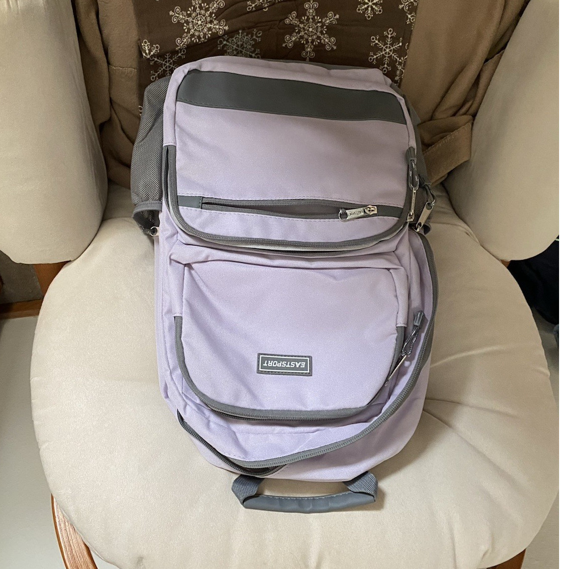 Eastsport Purple/Gray Large Backpack Zip Closure, Adjustable Straps, Pockets