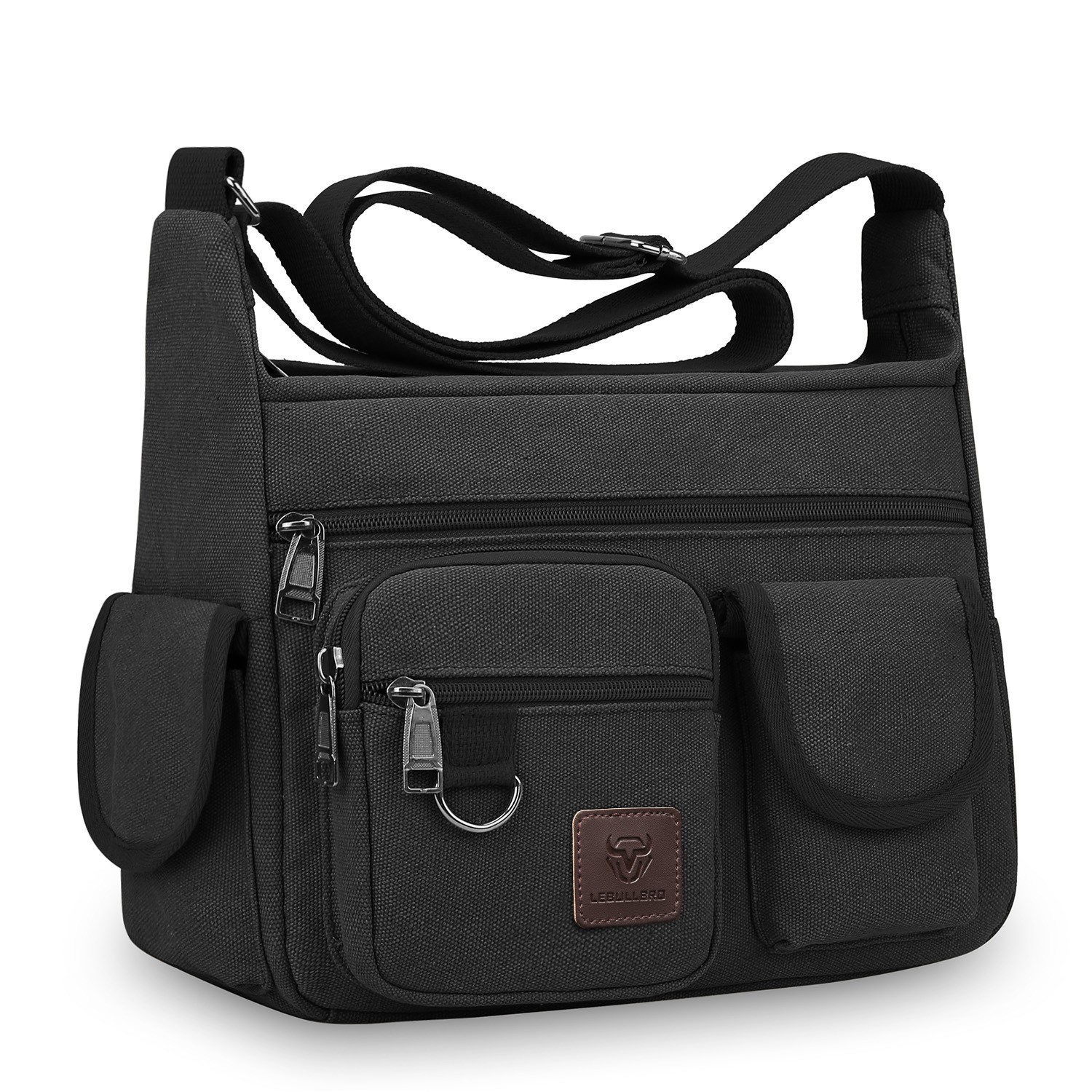 Canvas Bag Mens Messenger Crossbody Shoulder Large Bag with Multiple Pockets M