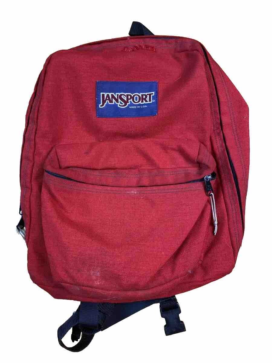 JANSPORT Original RED Backpack Made in USA Canvas RED School Travel Hiking Bag