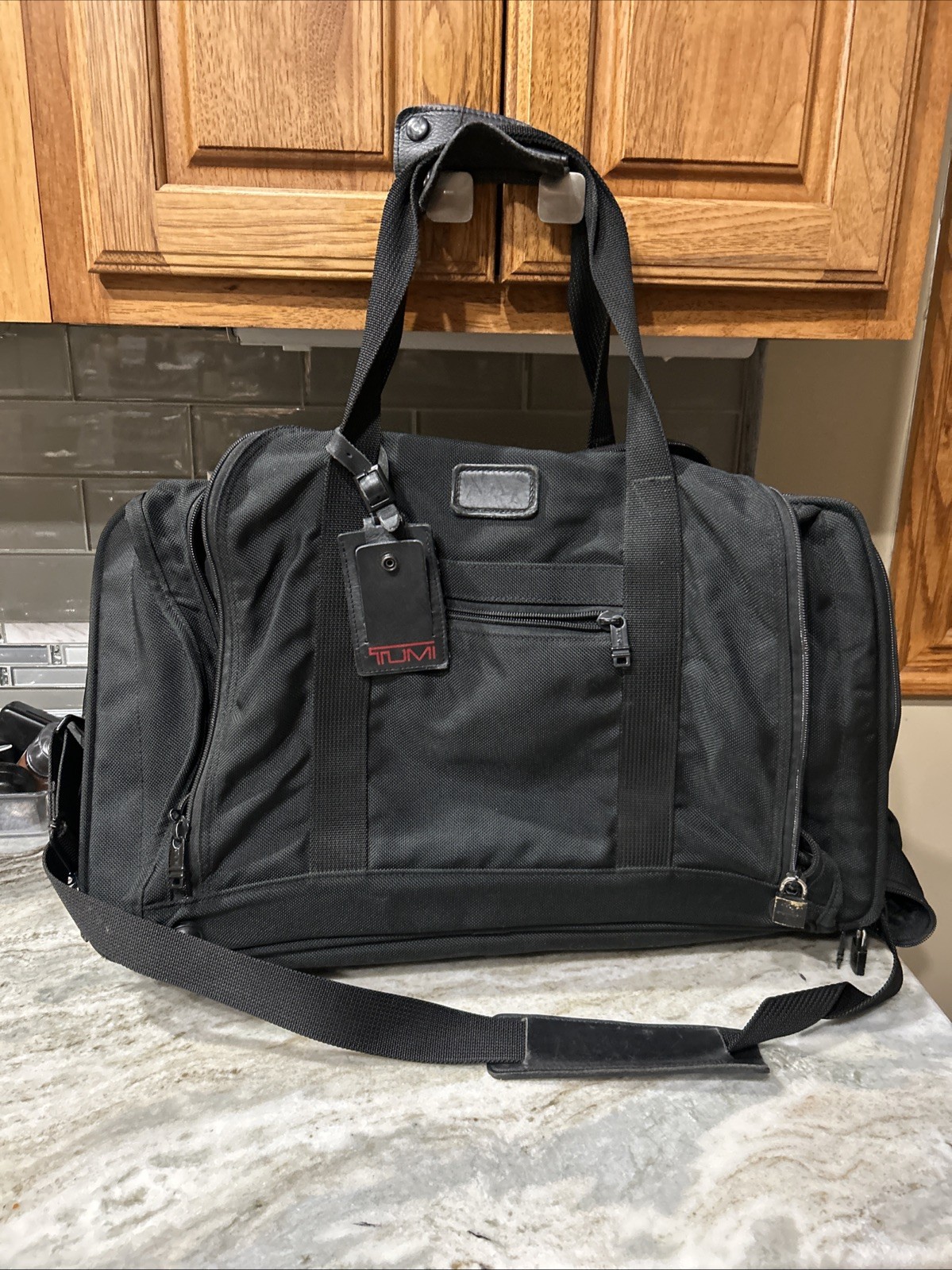 TUMI Expandable 2-Way Boston Bag Travel Black Ballistic Luggage Carry On 22 In
