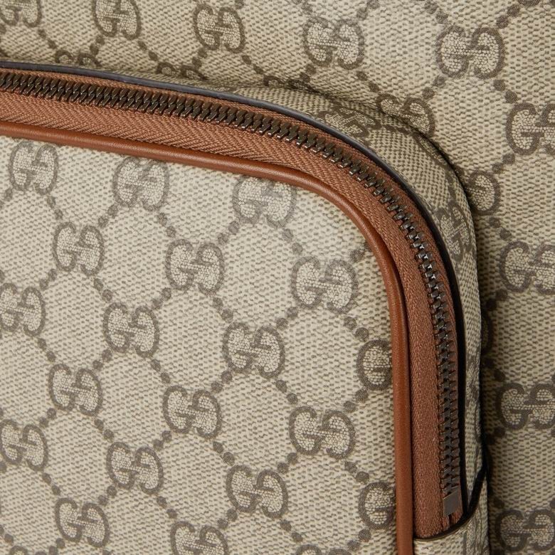 Gucci GG Emblem Medium Canvas Leather – Trimmed Backpack – BROWN – Made in Italy