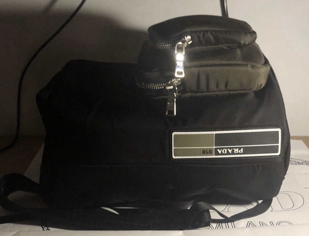 Prada 018 Collection Men’s Backpack with Side handles for duffle Bag