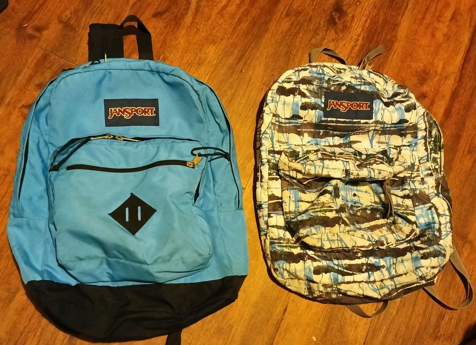 JanSport Backpack Lot Of 2-City Scout (Blue)/T501 (Abstract Paint)