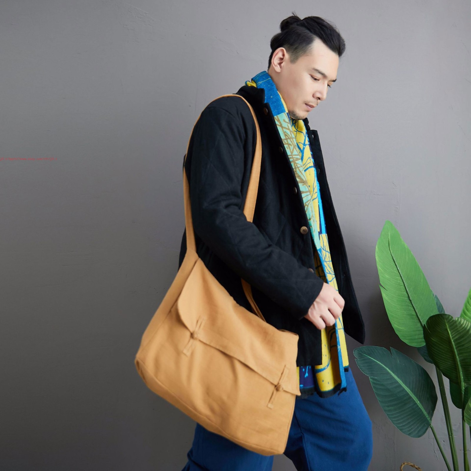 Chinese Retro Cotton Linen Shoulder Bag Buddhist Monk Meditation Crossbody Bags