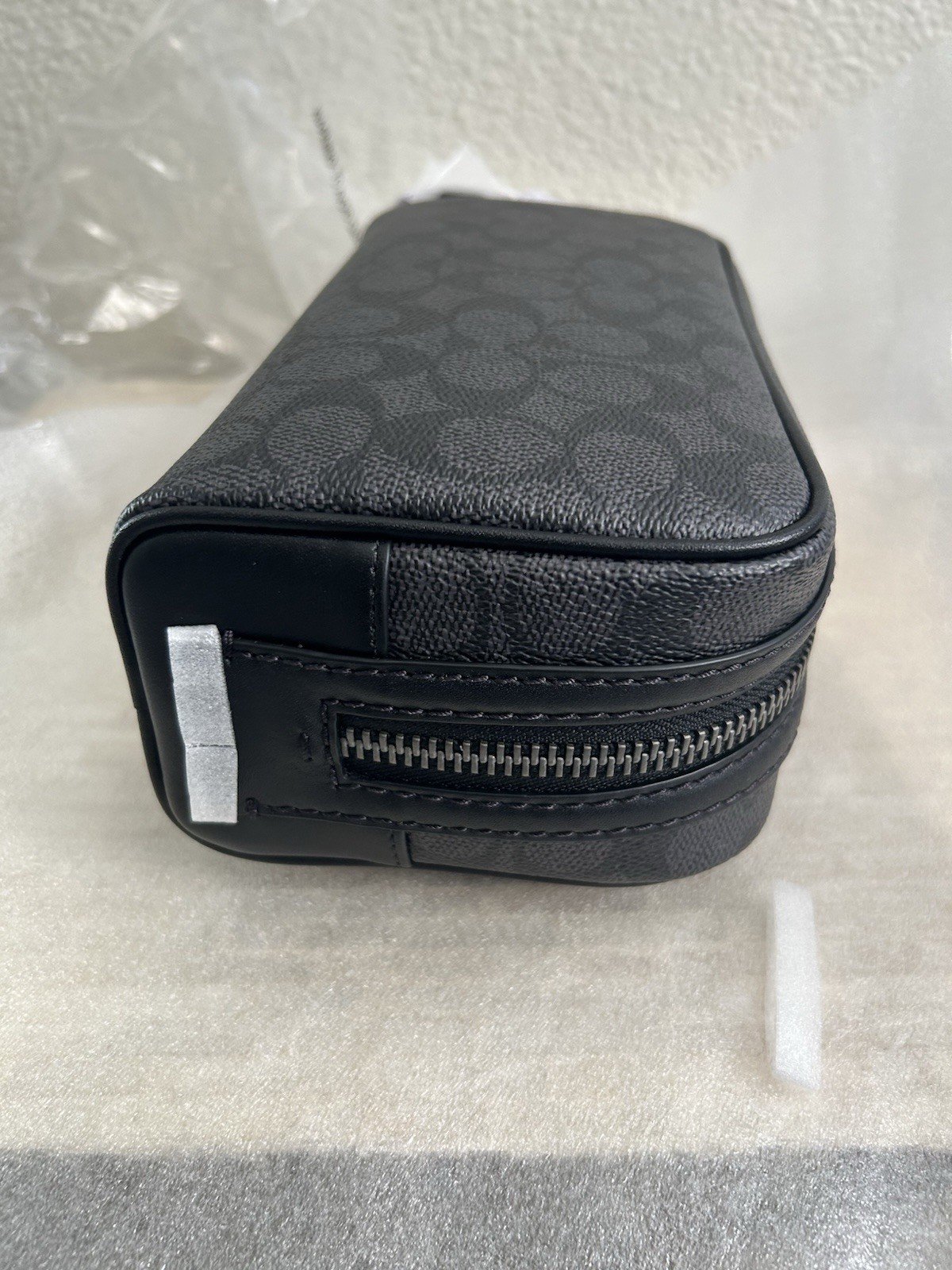 Coach Small Travel Kit In Signature Canvas and calf leather Charcoal/Black CAR15
