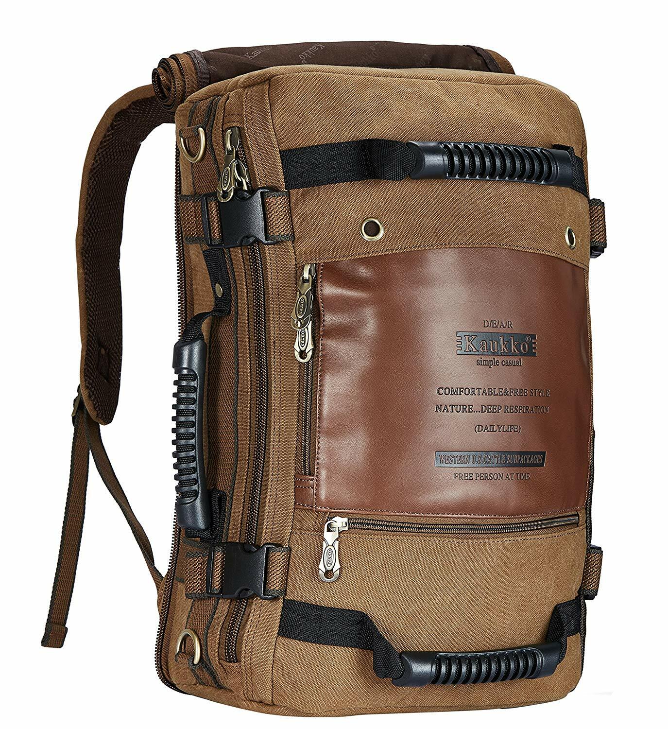 KAUKKO Huge 19″ Men backpack Canvas Travel Bag Shoulder Bag Multi-Function Best