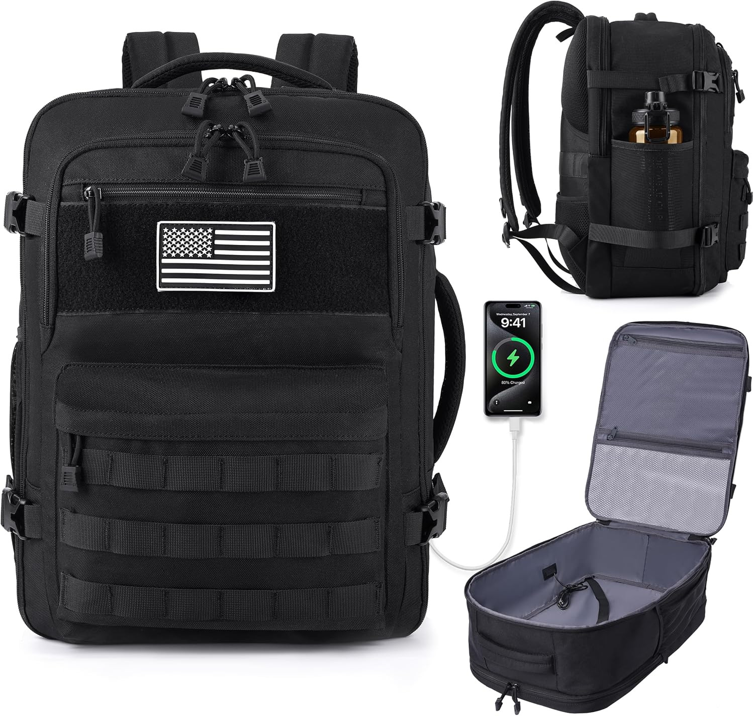 TSA Approved Carry on Backpack, Extra Large Tactical Travel Backpack for Men, Ai