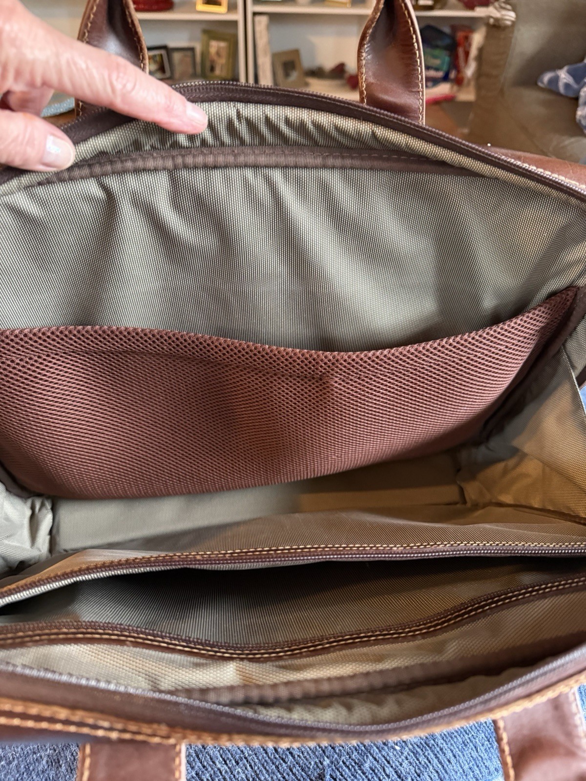 Johnston and Murphy Brown Leather Soft Side Briefcase Vintage