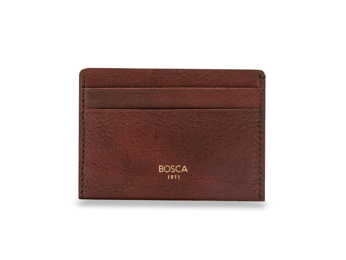 Bosca Men’s Washed Collection Weekend Wallet Coin or Card Case Dark Brown U1