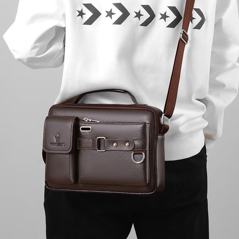 Laptop Shoulder Bag Zipped Document Messenger Briefcase Work Travel Office Strap