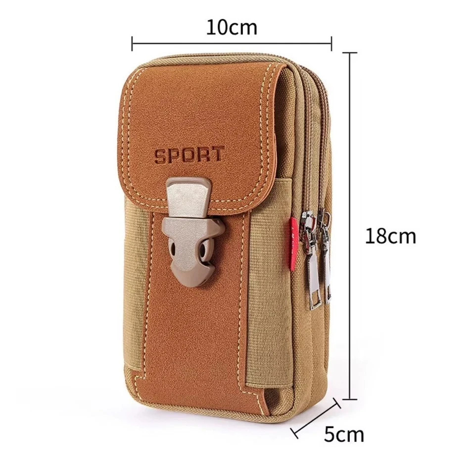 Men’s Canvas Carry Bag Cell Phone Holder Sport Travel Camping
