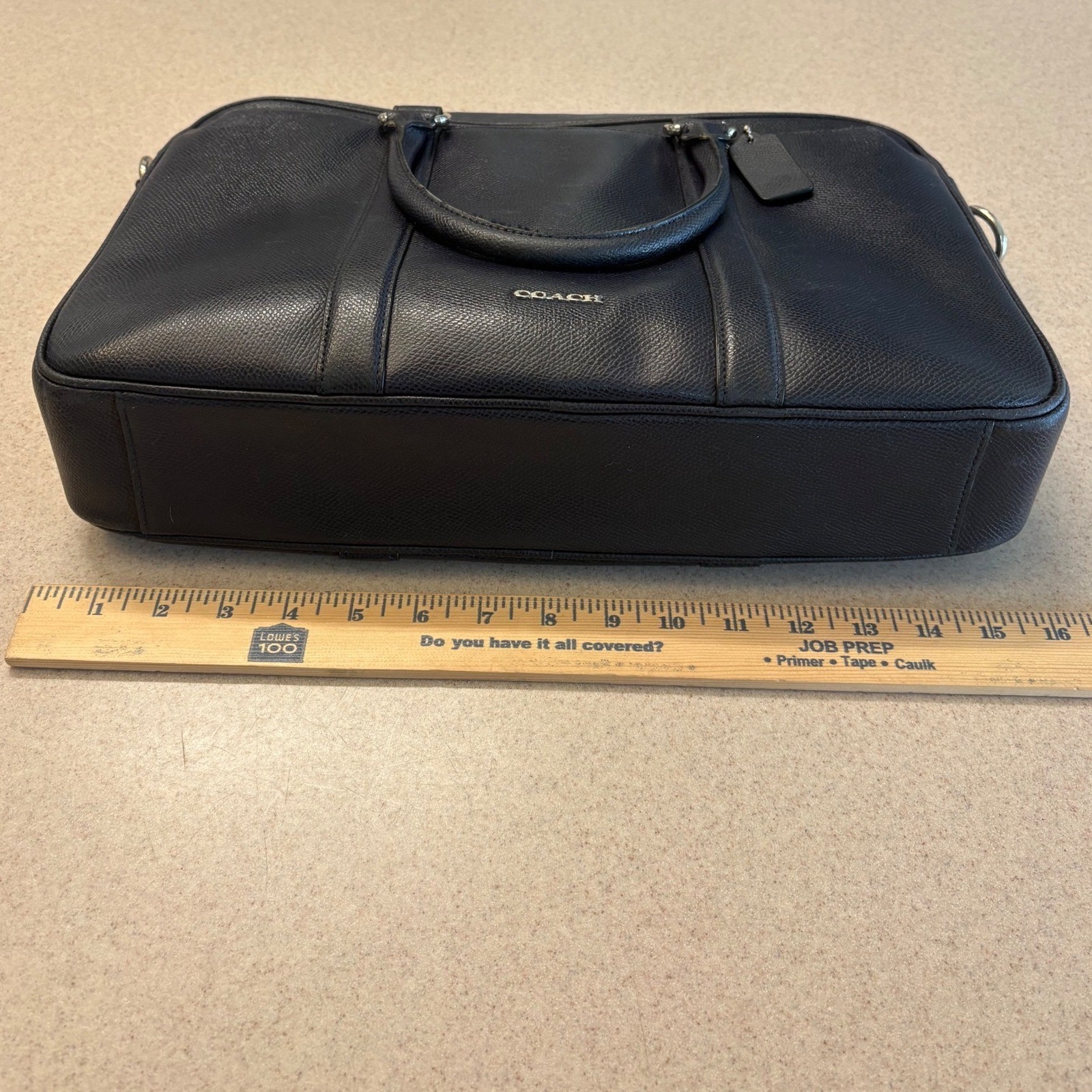 Coach Metropolitan Pebbled Leather Briefcase Laptop Bag Navy Blue Crossbody