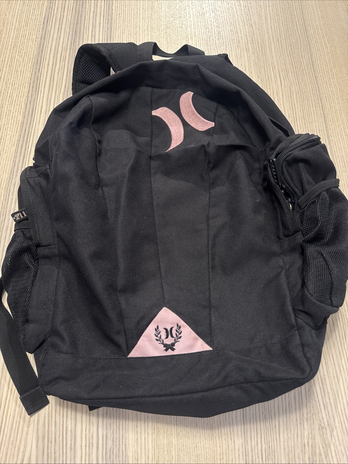 Hurley Horizon Daypack Backpack Black Pink Large Logo School Travel Gym Bag