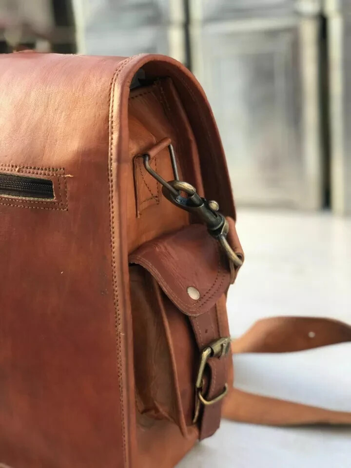 15 Inch Leather Laptop Computer Messenger Bag Shoulder Men (GVB) Vintage Satchel