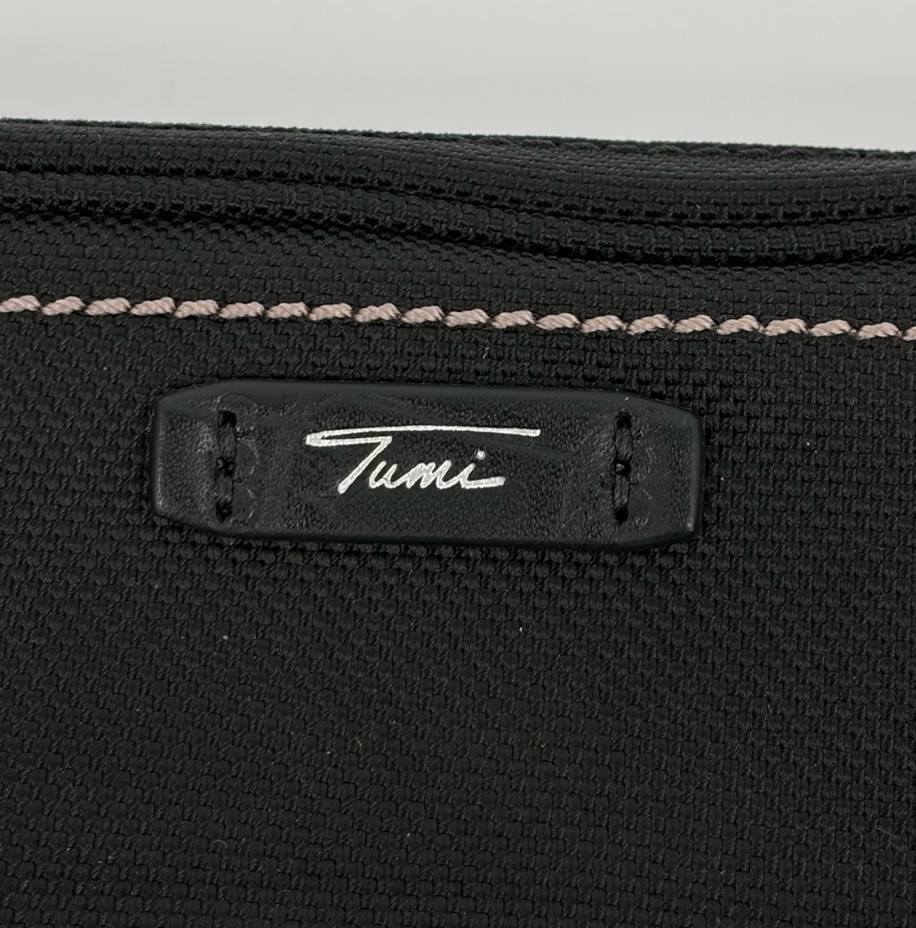 TUMI Black Zip Closure Travel Accessory Pouch Case 11 x 4 x 1.5 New Without Tags