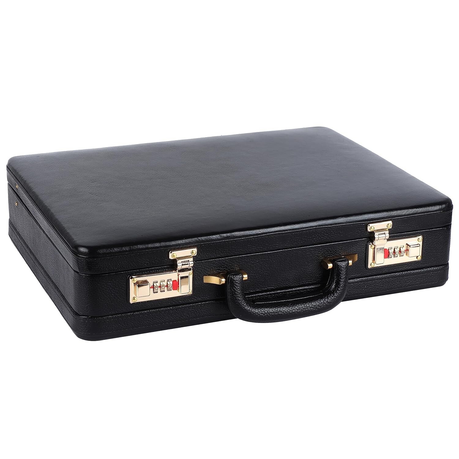 New Leather Travel Briefcase with Combination Lock Office Business Handbag