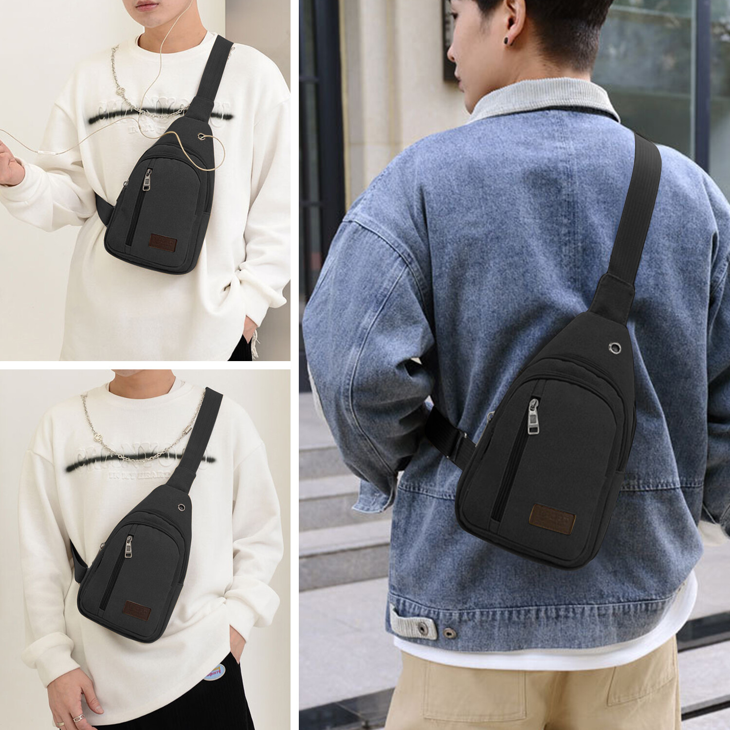Men’s Anti-Theft Sling Backpack – Crossbody Chest Bag with USB Charging Port
