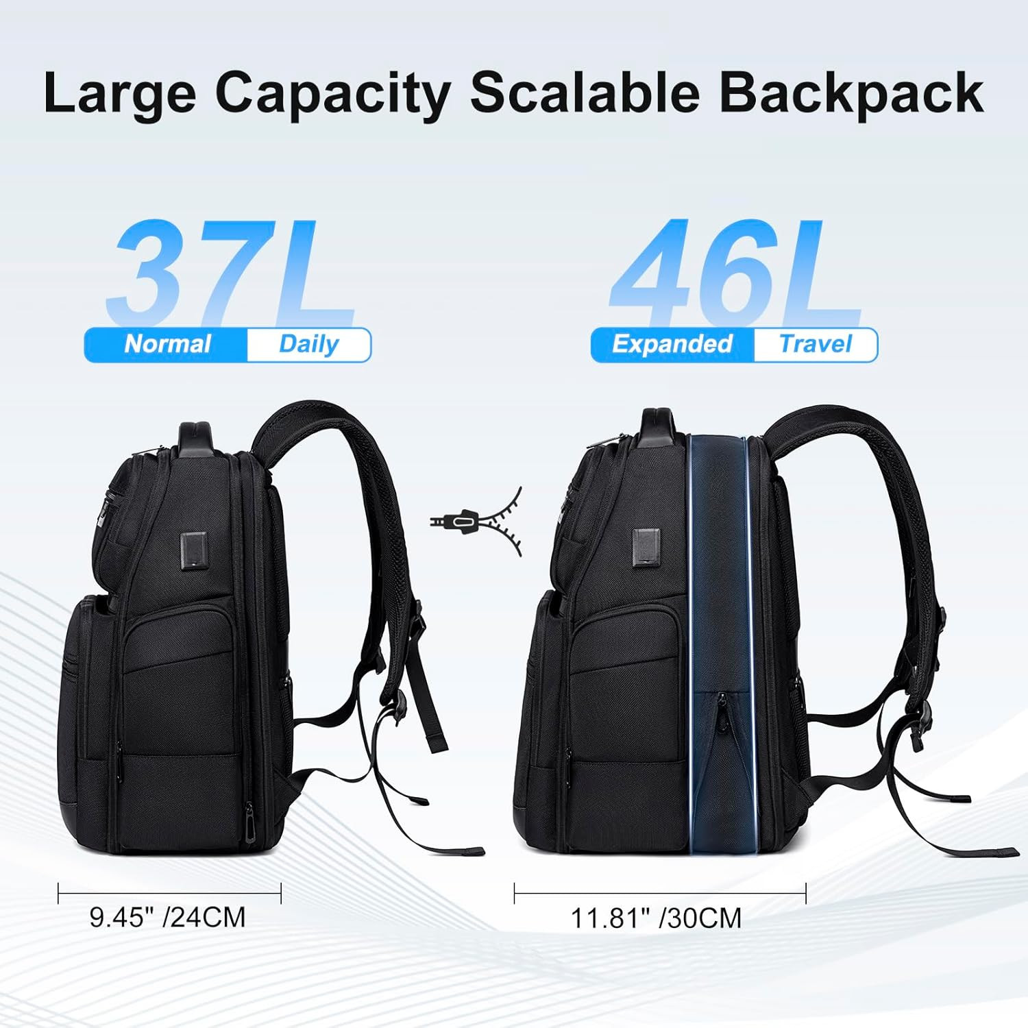 Versatile Large Business Travel Backpack with USB Port & Water-Resistant Design