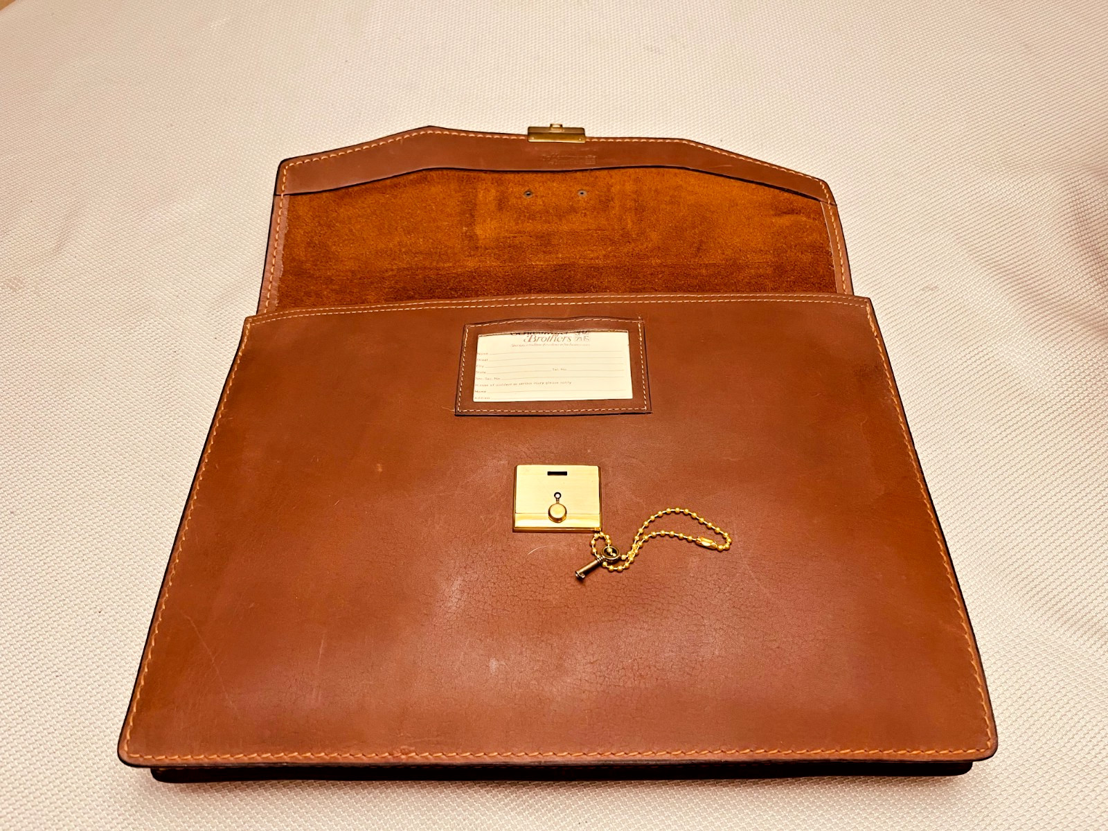 SCHLESINGER BROS. Thick Rustic Belting Leather Briefcase / Attaché / Portfolio