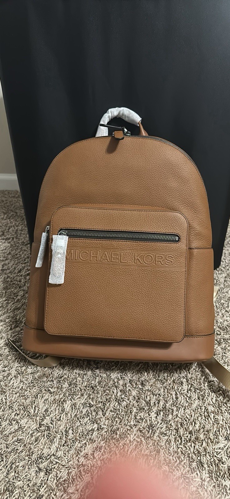 Michael Kors Cooper Men Pebbled Leather Zip Pocket Commuter Backpack