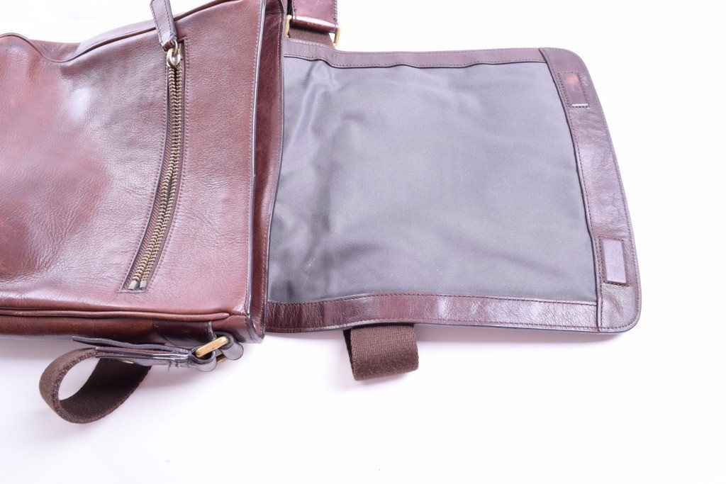 COACH Bleecker Map Bag 70942 Brown Leather Flap Men Crossbody EUC